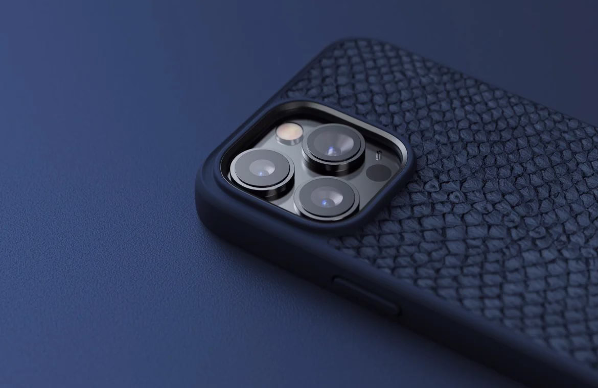 Чохол-накладка Njord Salmon Leather MagSafe Case Blue для iPhone 14 - 1